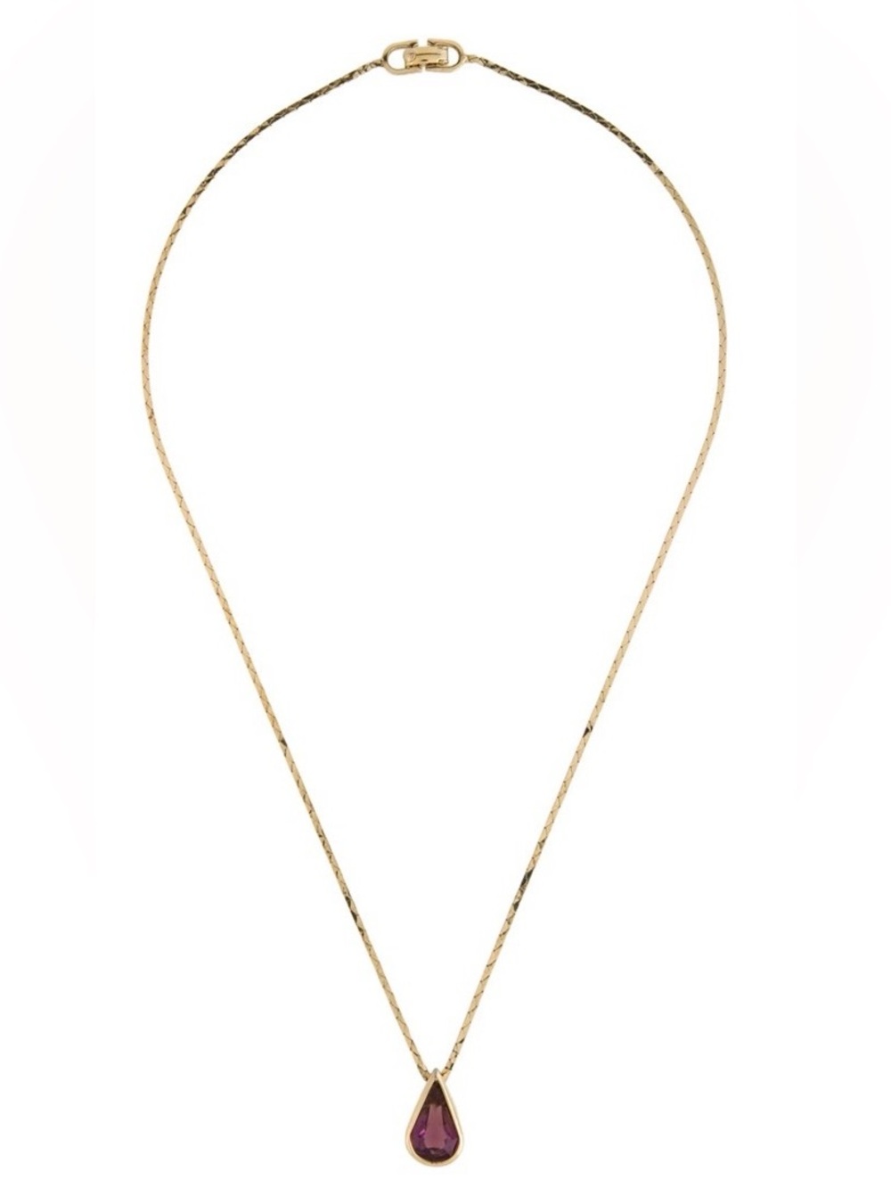 Dior Gold Teardrop Necklace with Purple Stone
